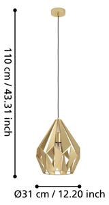Lustră pe cablu CARLTON 1xE27/60W/230V d. 31 cm Eglo 43814