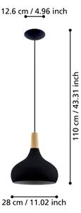 Lustră pe cablu SABINAR 1xE27/40W/230V d. 28 cm neagră Eglo 900162
