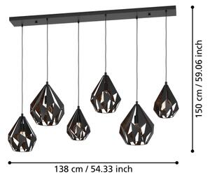 Lustră pe cablu CARLTON 6xE27/40W/230V Eglo 43846