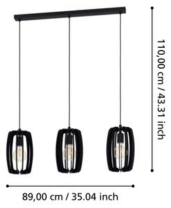 Lustră pe cablu BAJAZZARA 3xE27/40W/230V neagră Eglo 900505