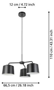 Lustră pe cablu CAGUANES 3xE27/40W/230V Eglo 900446