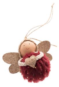 Decorațiune de agățat din material textil Dakls Angel, 9 cm, roșu