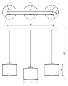 Lustră pe cablu LOFT SHADE 3xE27/60W/230V albă/aurie