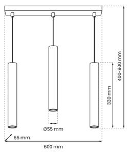 Lustră pe cablu HUDSON 3xGU10/8W/230V neagră