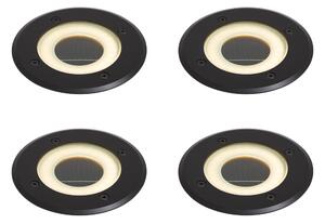 Set de 4 spoturi de sol moderne negre, inclusiv LED reîncărcabil cu solar IP65 - Solyx