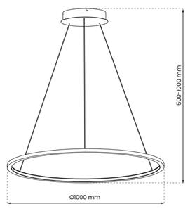 Lustr LED SATURNO 57W 230V, pr. 100 cm, IP44, auriu