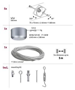 Paulmann 94133 - Set 5x GU5,3/10W, sistem complet pe cablu MAC, 230V, crom