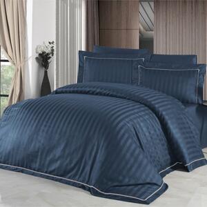 Lenjerie de pat bumbac satin de lux 6 piese, First Choice, Novel line, Albastru