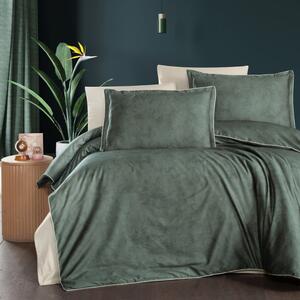 Lenjerie pat de lux premium satin, First Choice, Marlene, Verde cu crem