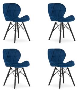 Set 4 Scaune Bucatarie/Dining Kross Albastru , Picioare Negre