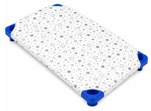 Cearceaf pentru pat gradinita stivuibil Kidizi – bumbac Oeko-Tex, cu elastic pentru pat 133x58 cm, Galaxy Grey