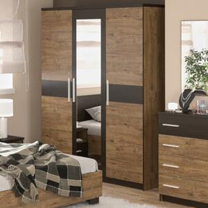Dulap Verona cu 3 usi, polite de Depozitare, Bara de haine si Oglinda 203x156x53 cm