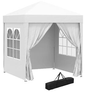 Outsunny Foisor Pliabil 2x2 m con 4 Pereti Detasabili, Foisor de Gradina cu Sac pentru Transport din Poliester si Otel, Alb | AOSOM RO