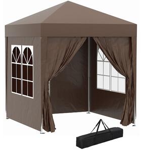 Outsunny Pavilion Pop-up Impermeabil cu 4 Pereți Detașabili și Geantă de Transport, 2x2x2.4 m, Maro | Aosom Romania