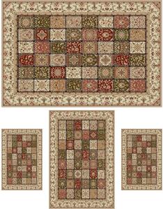 Set 4 Covoare Lotos 1518-110, Crem Bej: 2 buc. 80x150 cm, 1 buc. 150x230 cm, 1 buc. 200x300 cm