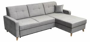 Colțar Boston 602, Funcția de dormit, Gri, Spațiu de depozitare, 223x161x83cm, 105 kg, Picioare: Lemn