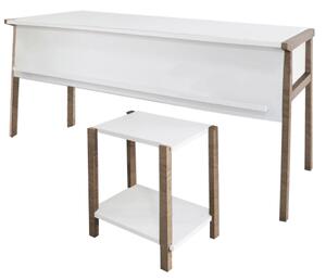 Set birou cu masa cafea, Quasar & Co.®, mobilier living/office, 150 x 60 x 74 cm/45 x 29 x 44 cm, stejar/alb mat