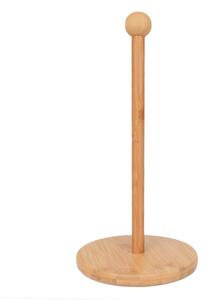 Suport Pufo din lemn de bambus pentru rola hartie, prosoape de bucatarie, 30 cm, maro