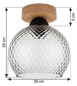 BRILAGI - Plafonieră LED R GLASS 1xE27/60W/230V diam. 25 cm stejar/gri fumuriu
