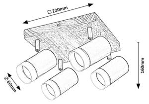 Spot de tavan TORAS 4xGU10/5W/230V stejar Rabalux 73124
