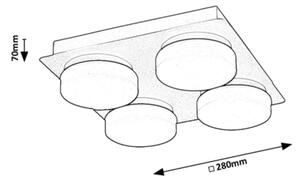 Plafonieră LED pentru baie ATTICHUS 4xLED/5,2W/230V IP44 Rabalux 75004