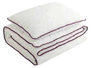 Pilota quiltata pentru toate anotimpurile 140x200 cm cu perna STELLA LAVENDER 70x90 cm, alba