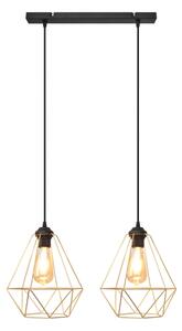 Lustră pe cablu KARO 2xE27/15W/230V auriu/negru