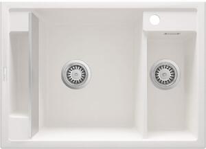 Deante Magnetic, chiuveta blat granit 690x500x219 mm, 3,5" + sifon cu economie de spațiu, 1,5 camere, alb, ZRM_A503