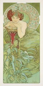 Artă imprimată Emerald from The Precious Stones Series (Beautiful Distressed Art Nouveau Lady) - Alphonse / Alfons Mucha, (20 x 40 cm)