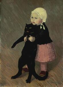 Theophile Alexandre Steinlen - Artă imprimată A Small Girl with a Cat, 1889, (30 x 40 cm)