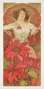 Artă imprimată Ruby from The Precious Stones Series (Beautiful Distressed Art Nouveau Lady) - Alphonse / Alfons Mucha, (20 x 40 cm)