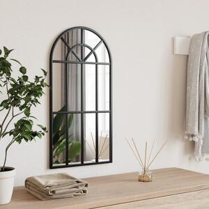 Oglindă de perete, negru, 30x60 cm, arcuită, fier