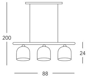 Lustră pe cablu NONNA 3xE27/60W/230V căprioară stejar/alb/auriu Kolarz A1352.83.Au.100