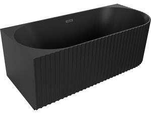 Mexen Gia cadă de colț cu nervuri stânga 170 x 80 cm, negru mat, preaplin negru - 52701708071L-70