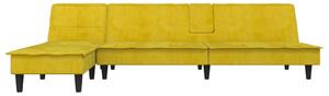 Canapea extensibilă în formă de L galben 255x140x70 cm catifea