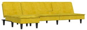 Canapea extensibilă în formă de L galben 255x140x70 cm catifea