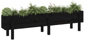 Strat înălțat de grădină, negru, 160x30x38 cm, lemn masiv pin