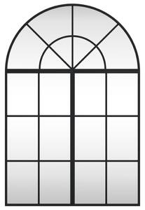 Oglindă de perete, negru, 60x90 cm, arcuită, fier