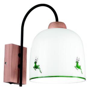 Lampă de perete NONNA 1xE27/60W/230V căprioară stejar/alb/verde Kolarz A1352.61.G.100