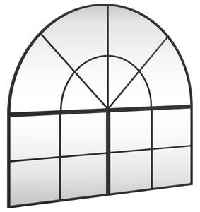 Oglindă de perete, negru, 100x90 cm, arcuită, fier