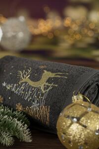 Prosop din bumbac cu model de Crăciun gri cu cerb Lăţime: 70 cm | Lungime: 140 cm