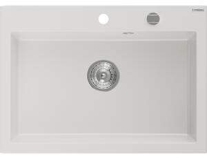 Mexen Elix chiuvetă granitică cu 1 compartiment 700 x 500 mm, albă, sifon crom - 6526701005-20