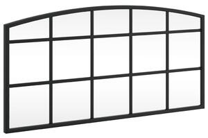 Oglindă de perete, negru, 60x30 cm, arcuită, fier