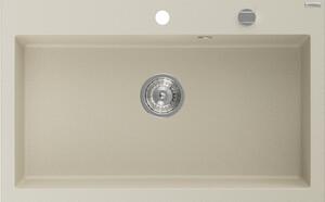 Mexen Elix chiuvetă de bucătărie din granit cu 1 compartiment 800 x 500 mm, bej, sifon cromat - 6527801005-69