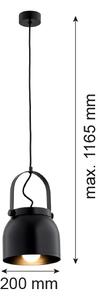 Lustră pe cablu LOGAN 1xE27/15W/230V d. 20 cm negru Argon 8281