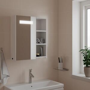 Dulap cu oglindă de baie cu lumină LED, alb, 45x13x52 cm