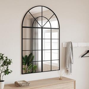 Oglindă de perete, negru, 80x120 cm, arcuită, fier