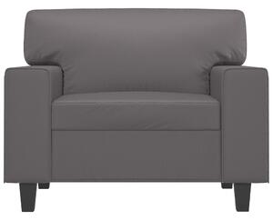 Canapea de o persoană, gri, 60 cm, piele ecologică