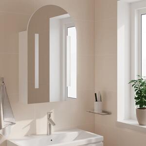 Dulap cu oglindă de baie cu LED, alb, 42x13x70 cm, arcuit