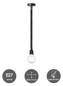 Lustră pe cablu LEONARDO ROPE 1xE27/10W/230V negru